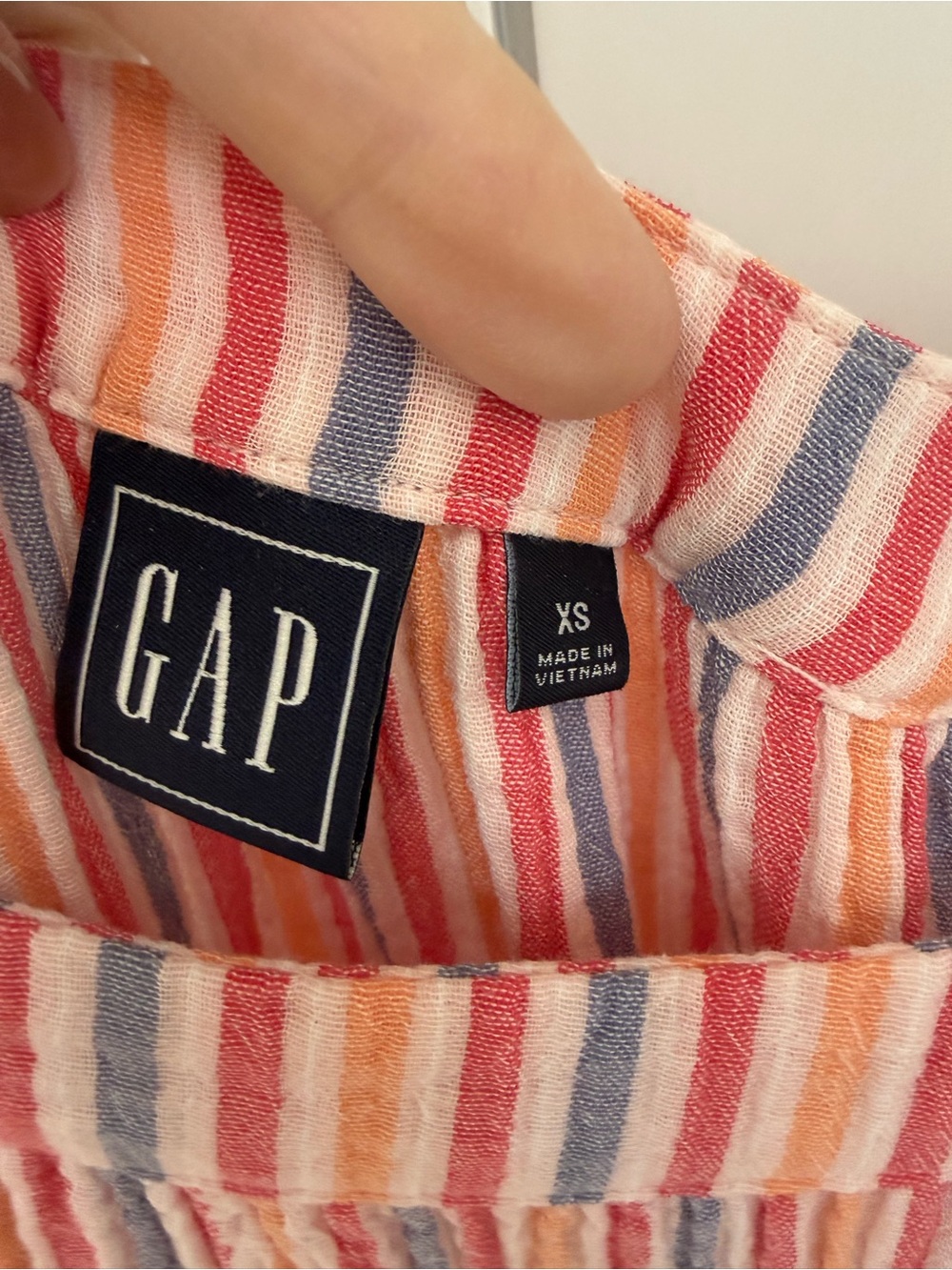 GAP Striped Dress in Coral, Peach & Blue